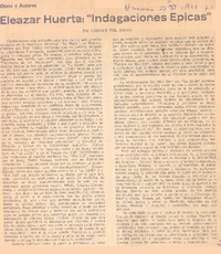 Eleazar Huerta: "Indagaciones epicas"