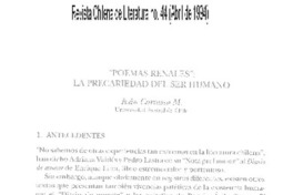 "Poemas renales"; la precariedad del ser humano