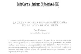 La nueva novela hispanoamericana: un balance definitorio