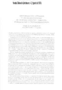 Historización literaria y architextualidad, el cuento chileno (1888-1938), formaciones y transformaciones