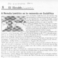 A Neruda se le recuerda en Sudáfrica