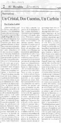 Un cristal, dos cuentos, un carbón