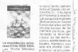 La Exportación minera en Chile 1800-1804