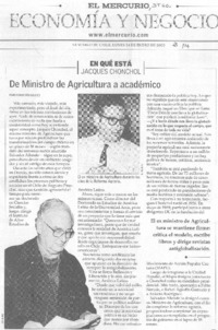 De Ministro de Agricultura a académico
