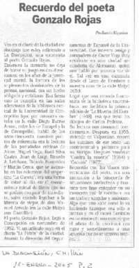 Recuerdo del poeta Gonzalo Rojas
