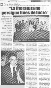 "La Literatura no persigue fines de lucro"