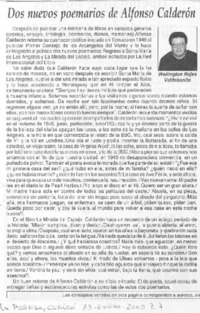 Dos nuevos poemarios de Alfonso Calderón