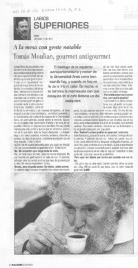 Tomás Moulian, gourmet antigourmet [entrevista]