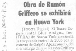 Obra de Ramón Griffero se exhibirá en Nueva York