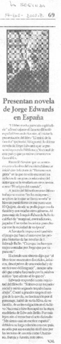 Presentan novela de Jorge Edwards en España