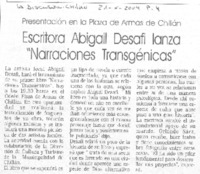 Escritora Abigail Desafi lanza "Narraciones transgénicas"