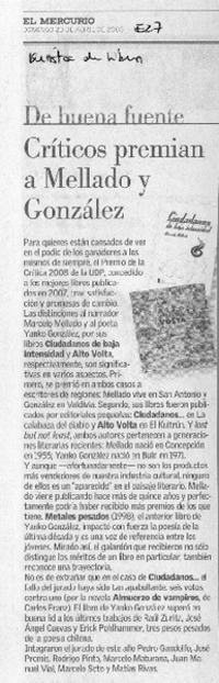 Críticos premian a Mellado y González