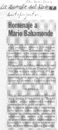 Homenaje a Mario Bahamonde