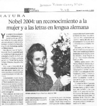 Nobel 2004: un reconocimiento a la mujer y a las letras en lengua alemana