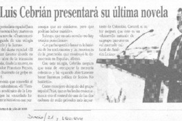 Juan Luis Cebrián presentará su última novela