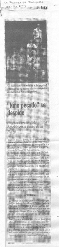 "Niño pecado" se despide