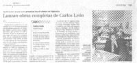 Lanzan obras completas de Carlos León