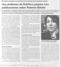 Una profesora de estética prepara tres publicaciones sobre Roberto Bolaño