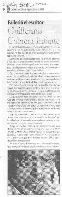 Falleció el escritor Guillermo Cabrera Infante