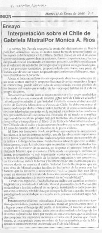 Interpretación sobre el Chile de Gabriela Mistral