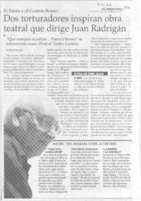 Dos torturadores inspiran obra teatral que dirige Juan Radrigán