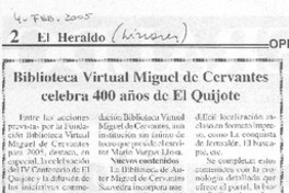 Biblioteca virtual Miguel de Cervantes celebra 400 años de El Quijote