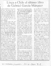 Llega a Chile el último libro de Gabriel García Márquez