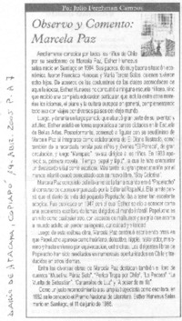 Observo y comento: Marcela Paz