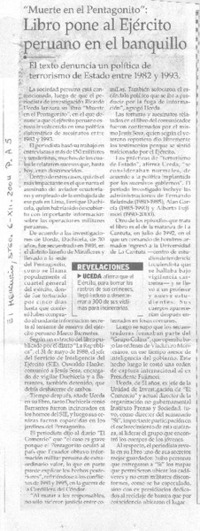 Libro pone al ejército peruano en el banquillo