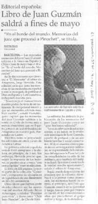 Libro de Juan Guzmán saldrá a fines de mayo