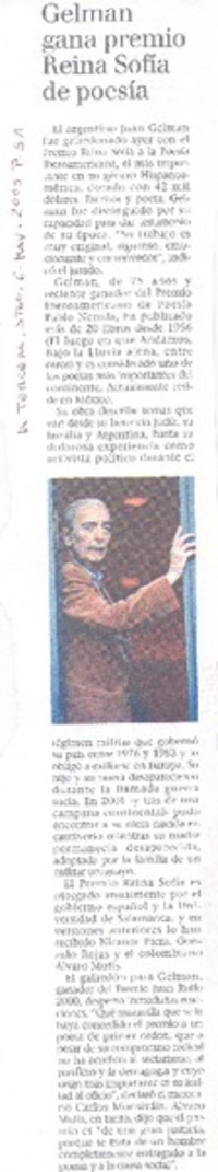 Gelman gana premio Reina Sofía de poesía