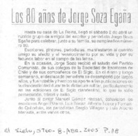 Los 80 años de Jorge Soza Egaña