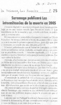 Saramago publicará Las intermitencias de la Muerte en 2005