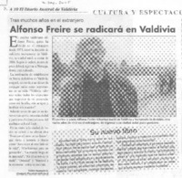 Alfonso Freire se radicará en Valdivia