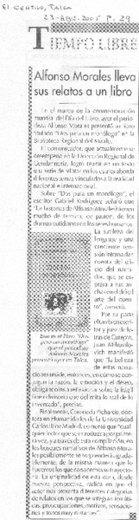 Alfonso Morales lleva sus relatos a un libro