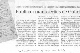 Publican manuscritos de Gabriela Mistral