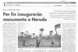 Por fin inaugurarán monumento a Neruda