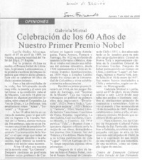 Celebración de los 60 a{os de nuestro primer Premio Nobel