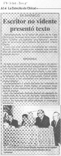 Escritor no vidente presentó texto