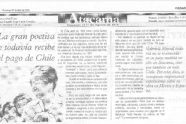 La Gran poetisa que todavía recibe el pago de Chile