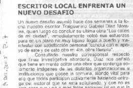 Escritor local enfrenta un nuevo desafío