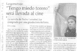 "Tengo miedo torero" será llevada al cine