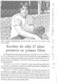 Escritor de sólo 17 años presenta su primer libro