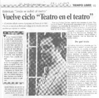 Vuelve ciclo "Teatro en el teatro"