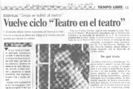 Vuelve ciclo "Teatro en el teatro"