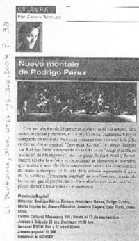 Nuevo montaje de Rodrigo Pérez