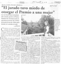 "El jurado tuvo miedo de otorgar el Premio a una mujer"