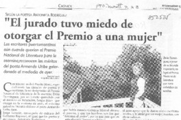"El jurado tuvo miedo de otorgar el Premio a una mujer"