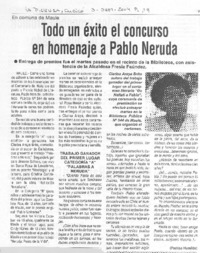 Todo un éxito el concurso en homenaje a Pablo Neruda