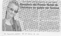 Ganadora del Premio Nobel de Literatura no quiere ser famosa